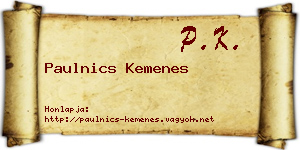 Paulnics Kemenes névjegykártya